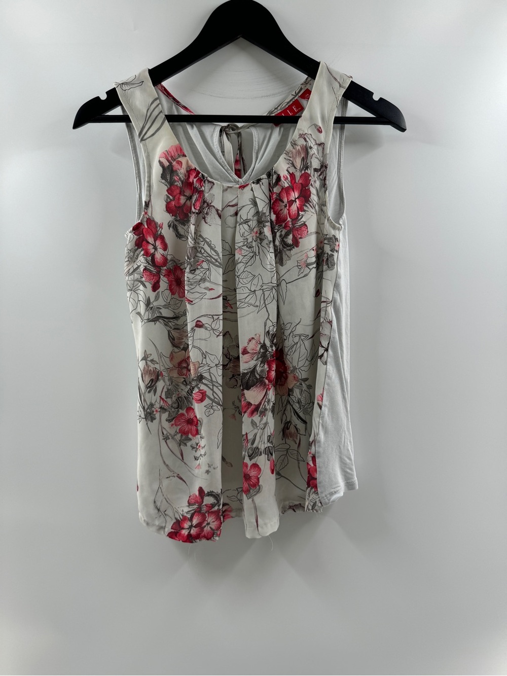 Elle Floral Sleeveless Blouse Women's XS Cream Pink Tank Top